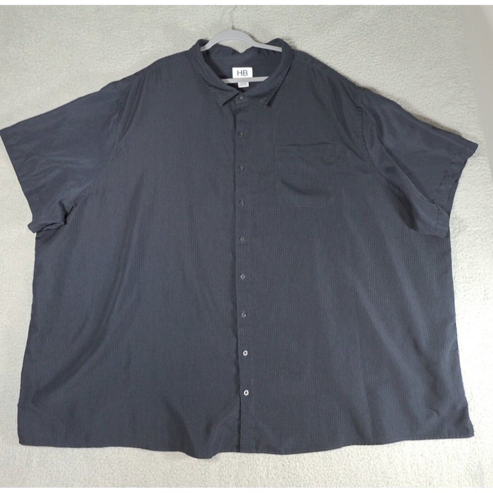 HB Harbor Bay Shirt Men’s 6XL Navy Blue Short Sleeve Geometrical Pattern Casual